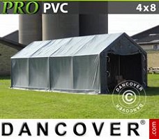 Tenda deposito 4x8x2x3,1m, PVC, Grigio