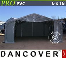 Tenda deposito 6x18x3,7m PVC, Grigio